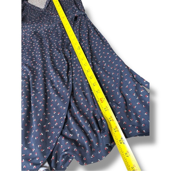 The Limited Navy Long Sleeve Printed Mini Wrap Dress With Collar - Picture 6 of 14